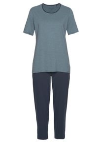 Schiesser, Damen Pyjama, Nachtblau / Hellblau