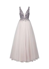 UNIQUE, Damen Abendkleid, Beige / Silbergrau