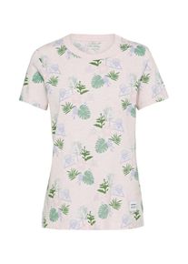Converse, Damen T-Shirt 'ESSENTIALS PALM PRINT TEE', Dunkelgrün / Rosa