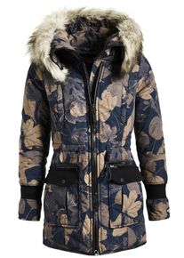 Khujo, Damen Mantel 'RETRO BUGS', Beige / Dunkelblau / Braun