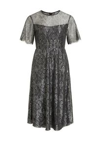 Vila, Damen Kleid mit kurzen Ärmeln, Schwarz / Silber