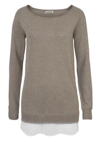Boysen's BOYSEN'S, Damen Longpullover, Dunkelbeige