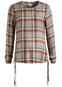 Khujo, Damen Shirt 'MAYIS', Grau / Rot / Schwarz / Weiß