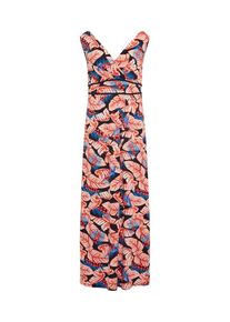 comma, Damen Maxikleid, Navy / Mischfarben / Orangerot