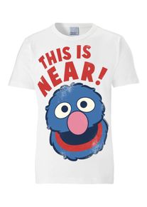 logoshirt, Herren T-Shirt 'Grobi- Sesamstrasse', Royalblau / Rot / Weiß