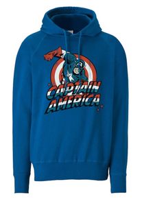 logoshirt, Herren Kapuzen-Sweatshirt "Captain America", Blau / Rot / Weiß