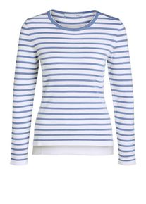 Oui, Damen Pullover, Royalblau / Wei&szlig;