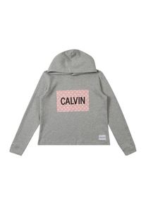 Calvin Klein Jeans, M&auml;dchen Pullover 'MINI FLOWER CALVIN BOXY HOODIE', Graumeliert / Rosa