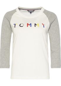 Tommy Hilfiger, Damen T-Shirt 'CLARA ROUND-NK TOP 3/4 SLV', Grau / Offwhite