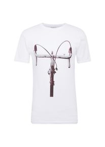 KnowledgeCotton Apparel, Herren T-Shirt 'with printed handelbars - GOTS', Grau / Wei&szlig;