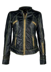 Maze, Damen Lederjacke 'Americana', Gelb / Schwarz