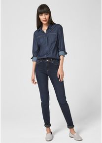 s.Oliver BLACK LABEL, Damen Jeansbluse mit Schmucksteinen, Dunkelblau