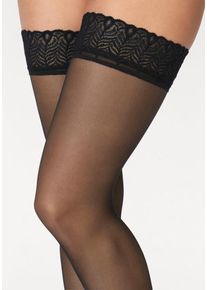 Lascana, Damen Halterlose Feinstr&uuml;mpfe in 20DEN mit schmaler Spitze, Schwarz