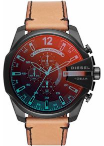Diesel, Herren Chronograph 'MEGA CHIEF, DZ4476', Blau / Hellbraun / Rot / Schwarz