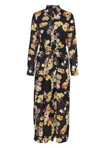 Selected Femme, Damen Midikleid, Hellgelb / Hellorange / Schwarz