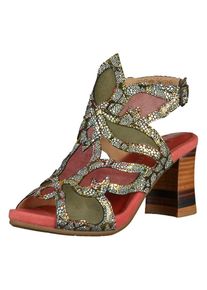 Laura Vita, Damen Sandalen, Khaki / Rot / Silber