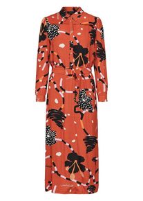 Selected Femme, Damen Kleid, Orange / Dunkelorange / Schwarz / Weiß