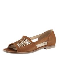 Heine, Damen Sandale, Braun / Gold