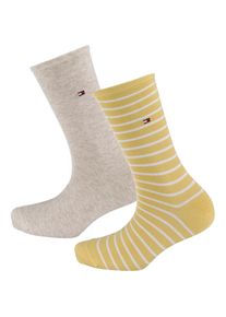 Tommy Hilfiger, Damen Socken, Beigemeliert / Gelb / Wei&szlig;