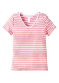 sheego Casual, Damen Casual Basic T-Shirt V-Ausschnitt, Rosa