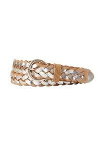Tom Tailor, Damen Flechtgürtel, Camel / Silber