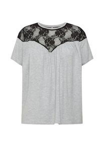 Only, Damen Shirt 'onlNEWMOSTER S/S TOP JRS', Hellgrau / Schwarz