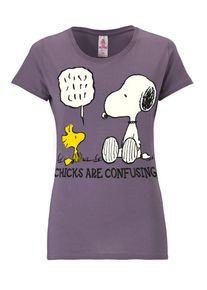 logoshirt, Damen T-Shirt 'Snoopy', Gelb / Dunkellila / Weiß