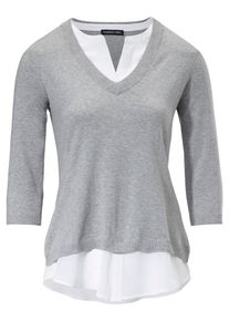 Heine, Damen 2-in-1-Pullover mit Seide, Graumeliert