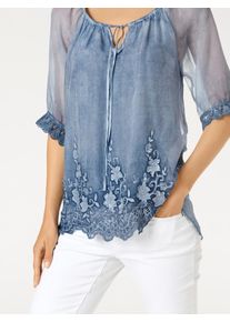 Heine, Damen Spitzenbluse, Blau / Dunkelblau