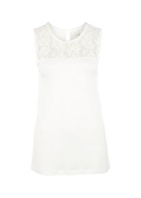 Q/S Designed By, Damen Top mit Mesh-Spitze, Weiß