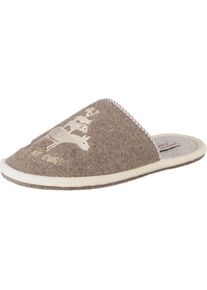 Adelheid, Damen Hausschuhe 'Freunde auf ewig', Braun / Wollwei&szlig;