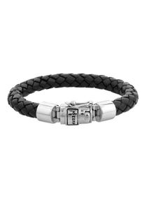 Kuzzoi, Herren Armband 'Basic', Schwarz / Silber