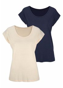 Beach Time, Damen T-Shirt, Beige / Marine