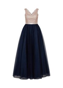 UNIQUE, Damen Abendkleid, Beige / Navy