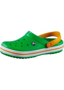 Crocs, Damen Crocband Pantoletten, Grasgrün / Orange / Weiß