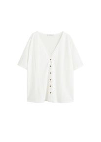 Violeta by Mango, Damen T-Shirt 'Parada', Wei&szlig;meliert