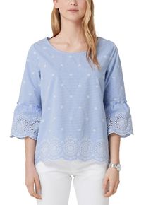 s.Oliver RED LABEL, Damen Bluse, Hellblau / Weiß