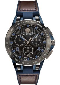 Versace, Herren Chronograph 'SPORT TECH, VERB00218', Dunkelblau / Braun