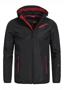 INDICODE JEANS, Herren Softshelljacke 'Brandon', Dunkelrot / Schwarz