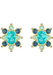 Swarovski, Damen Ohrstecker 'Lucky Goddess 5461791', Aqua / Taubenblau / Gold / Apfel