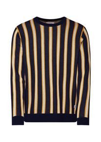 Jack & Jones JACK & JONES, Herren Pullover 'Vertical Crew Neck', Dunkelblau / Gelb / Weiß