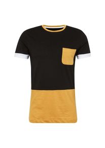 Tom Tailor Denim, Herren T-Shirt 'colourblock crew neck T-Shirt 1/2', Zitronengelb / Schwarz