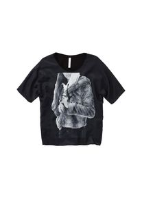 sheego Trend, Damen T-Shirt, Hellgrau / Schwarz