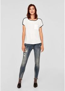 s.Oliver RED LABEL, Damen Blusenshirt aus Crêpe, Schwarz / Weiß