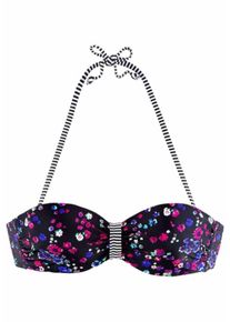 s.Oliver RED LABEL Beachwear, Damen Bügel-Bandeau-Top 'Leni', Hellgrün / Violettblau / Pink / Schwarz / Weiß