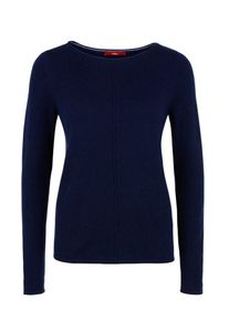 s.Oliver RED LABEL, Damen Pulli mit Seide und Kaschmir, Dunkelblau