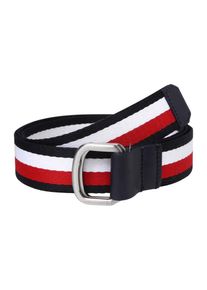 Tommy Hilfiger, Damen Gürtel 'URBAN D-RING WEBBING BELT 3.5', Navy / Rot / Weiß