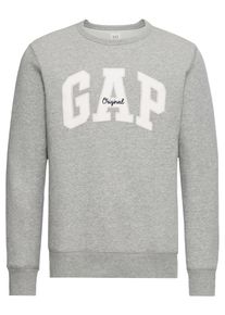 GAP, Herren Sweatshirt 'ORIGINAL ARCH CREW', Graumeliert / Weiß