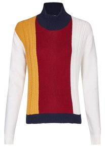 Daniel Hechter, Damen Pullover, Nachtblau / Gelb / Rubinrot / Weiß