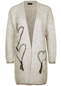 grace, Damen Strickjacke 'HEARTS', Beige / Schoko